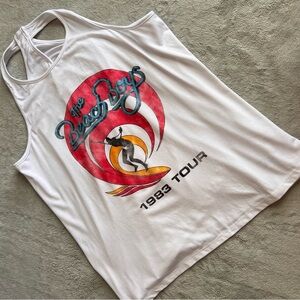 Bravado Beach Boys Open Split Back Sleeveless 1983 Tour Surfer Graphic Tank Top